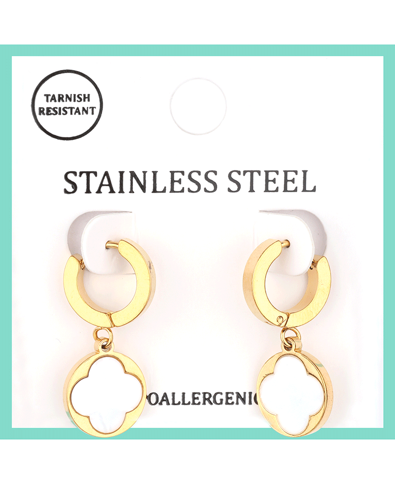 Stainless Clover Hoop Earring