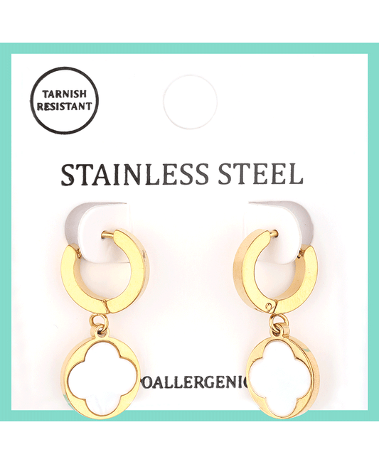 Stainless Clover Hoop Earring