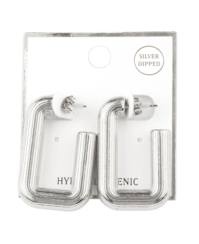 Metal Texture Square Hoop Earring