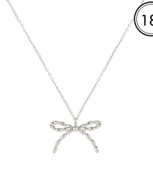 Rice Bead Bow Short Necklace