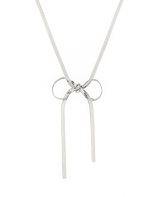 Bow Herringbone Short Necklace - 18"