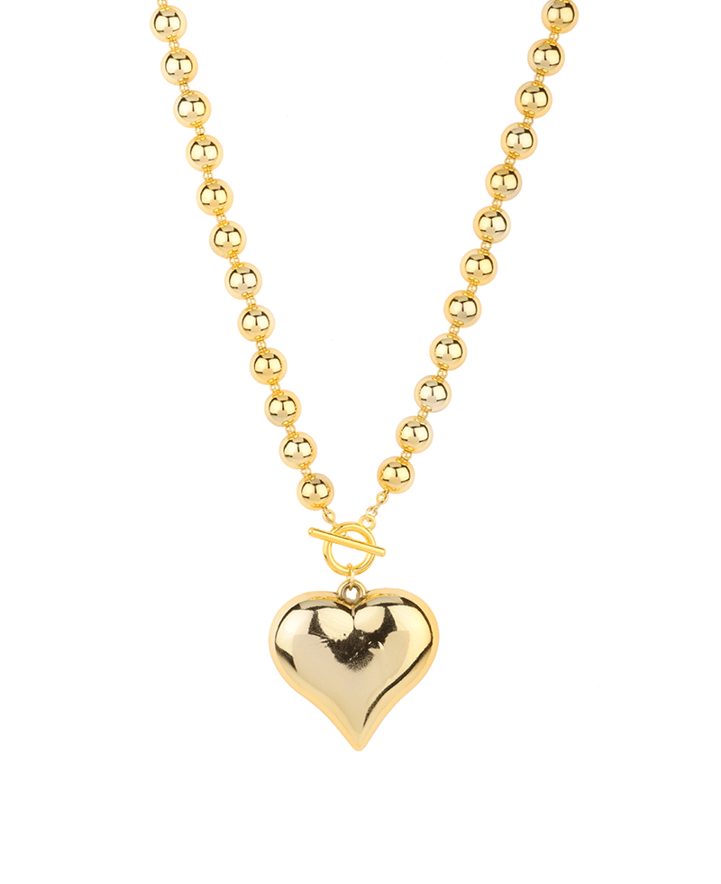8mm CCB Ball w/ 40mm Heart Toggle Short Necklace