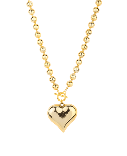 8mm CCB Ball w/ 40mm Heart Toggle Short Necklace