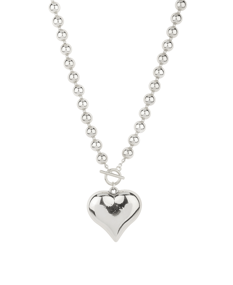 8mm CCB Ball w/ 40mm Heart Toggle Short Necklace