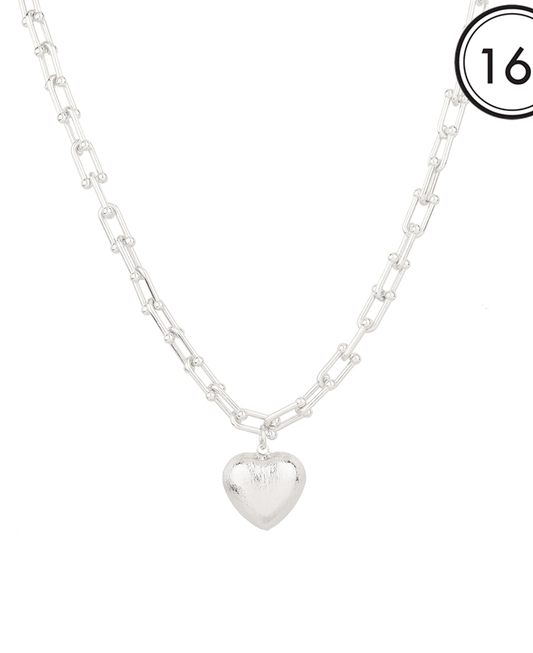 Metal Heart Link Short Necklace