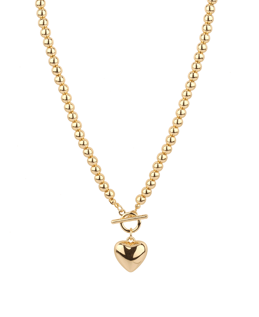 5mm CCB Ball w/ 16mm Heart Toggle Short Necklace