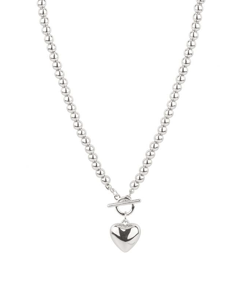 5mm CCB Ball w/ 16mm Heart Toggle Short Necklace