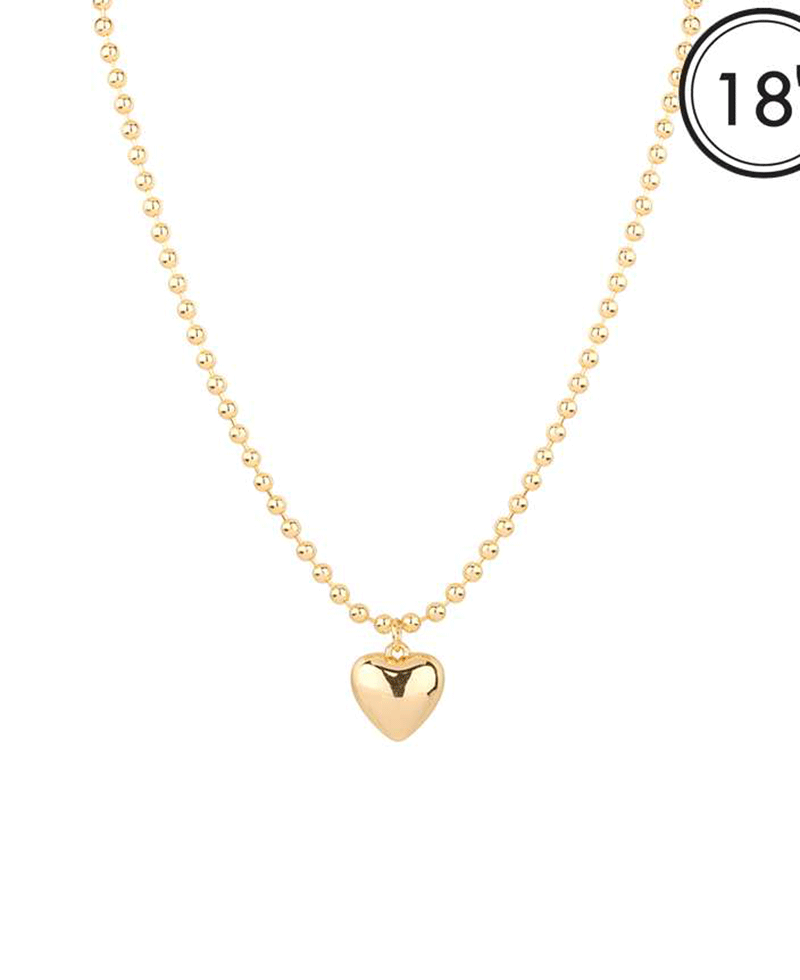 4mm Ball Chain w/ 18mm Heart Short Necklace