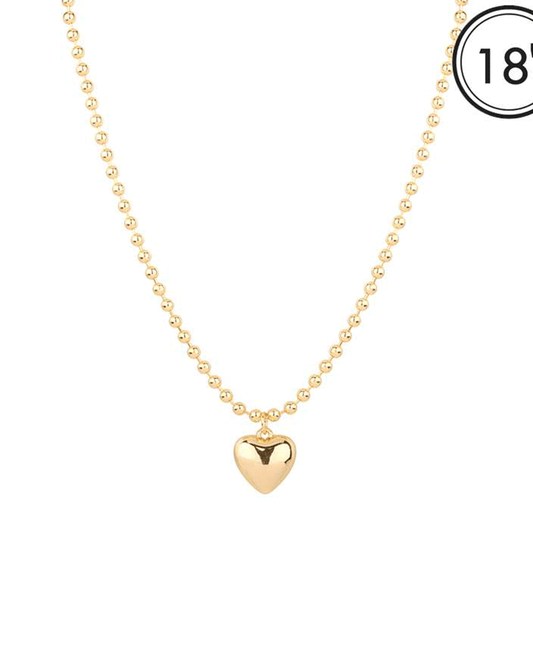 4mm Ball Chain w/ 18mm Heart Short Necklace