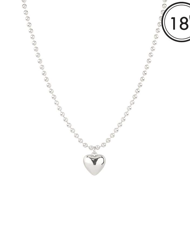 4mm Ball Chain w/ 18mm Heart Short Necklace