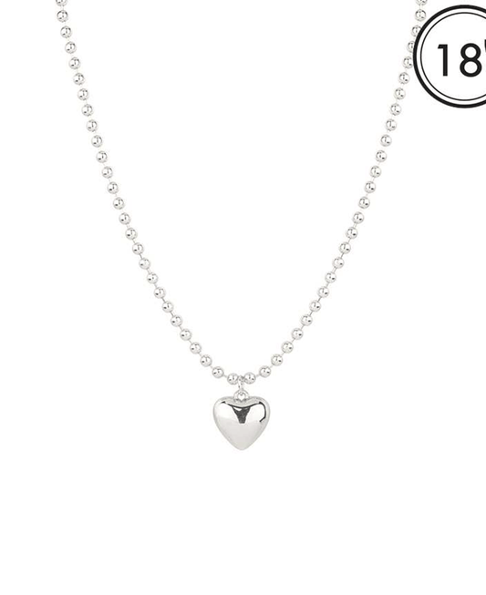 4mm Ball Chain w/ 18mm Heart Short Necklace