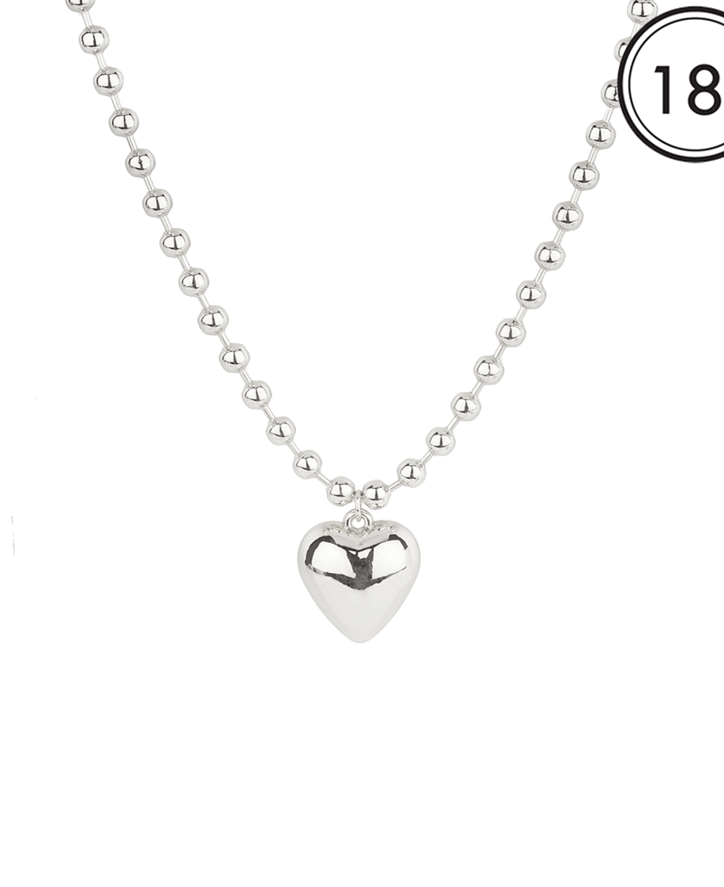 6mm Ball Chain w/ 24mm Heart Short Necklace