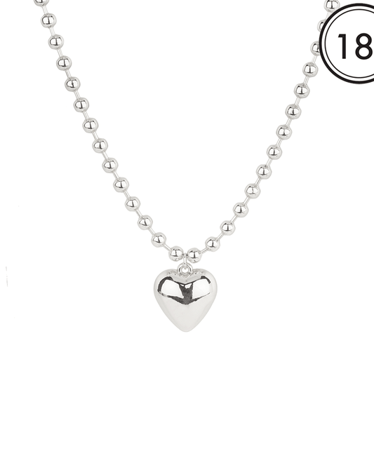 6mm Ball Chain w/ 24mm Heart Short Necklace