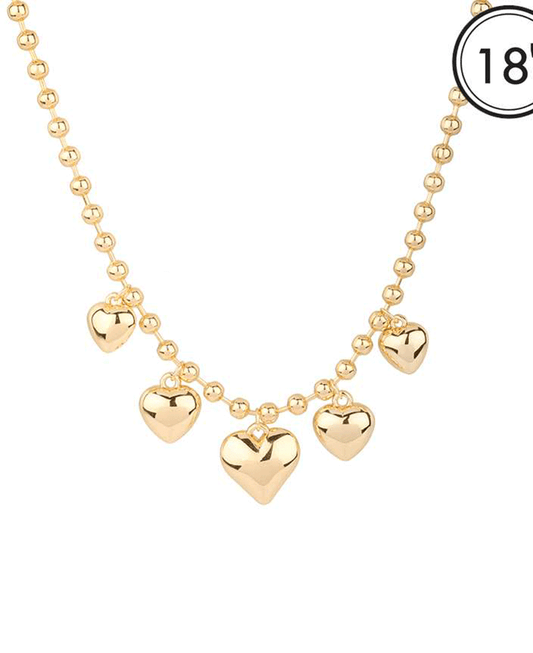 6mm Ball Chain w/ Multi Heart Short Necklace