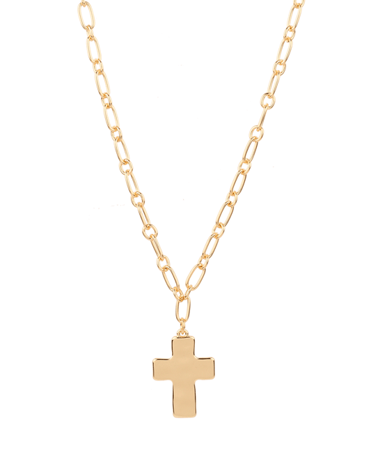 Cross Metal Link Necklace -18"