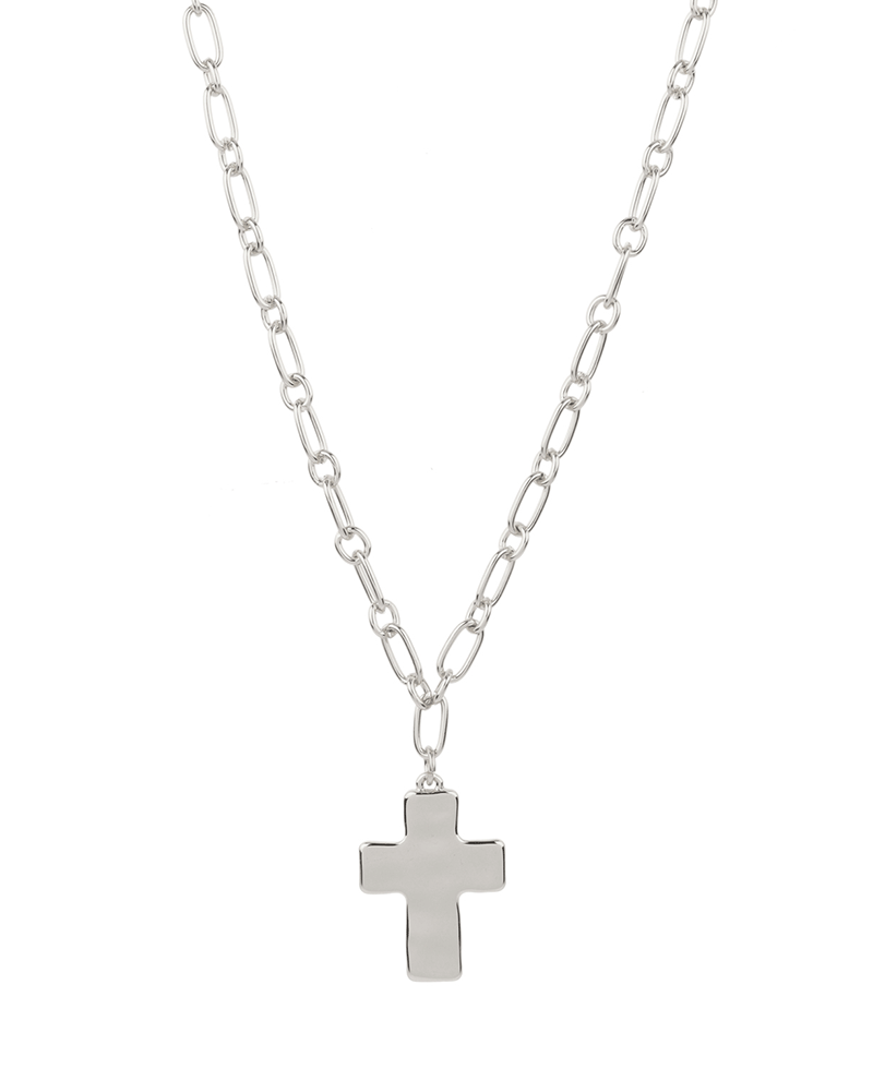 Cross Metal Link Necklace -18"