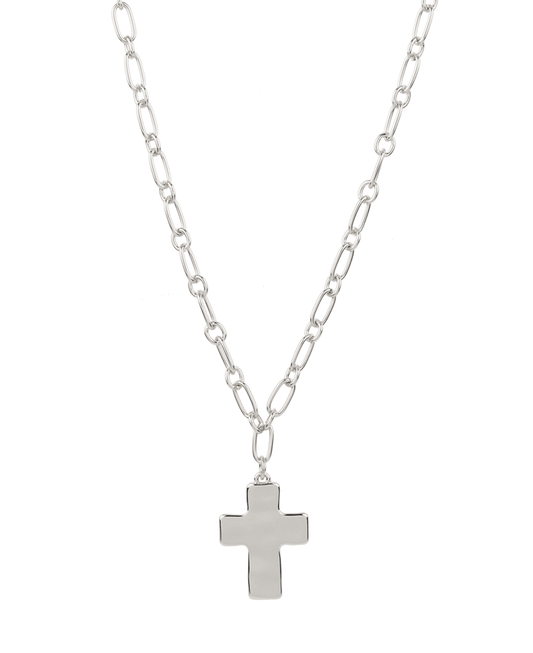 Cross Metal Link Necklace -18"