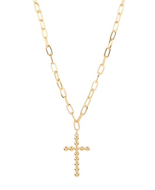Metal Cross Link Necklace - 18"