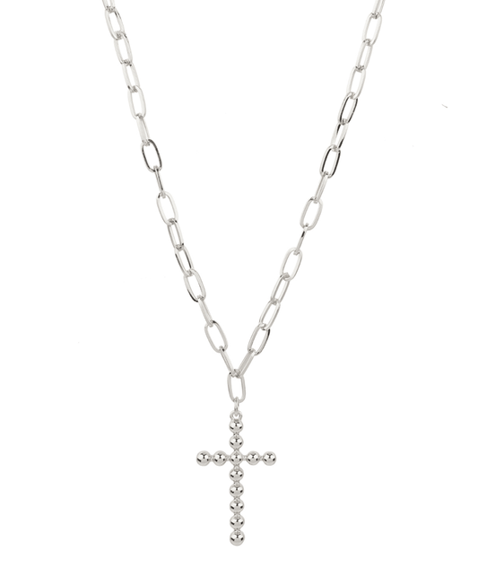 Metal Cross Link Necklace - 18"