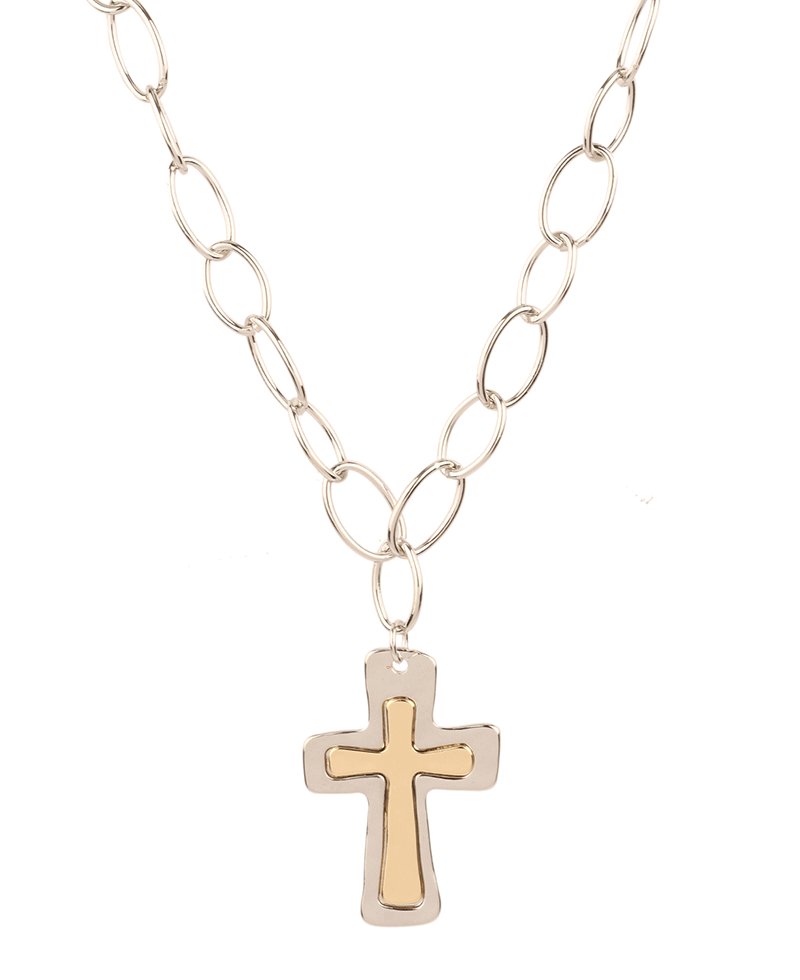 Metal Cross Link Necklace - 18"