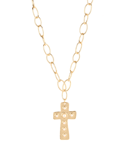 Metal Cross Link Necklace - 18"