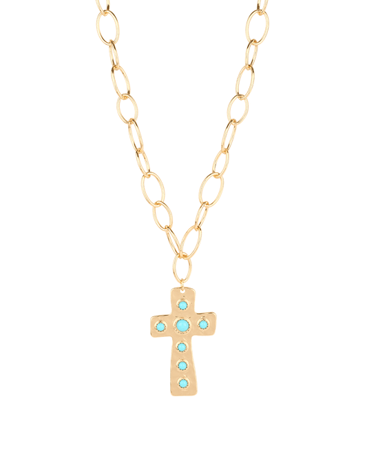 Metal Cross Link Necklace - 18"