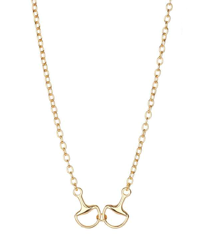 Metal Horsebit Link Short Necklace - 18"