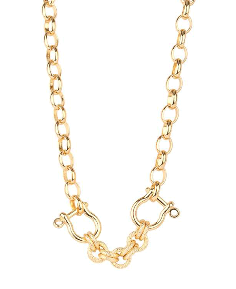 Metal Horse Bit Link Short Necklace - 18"