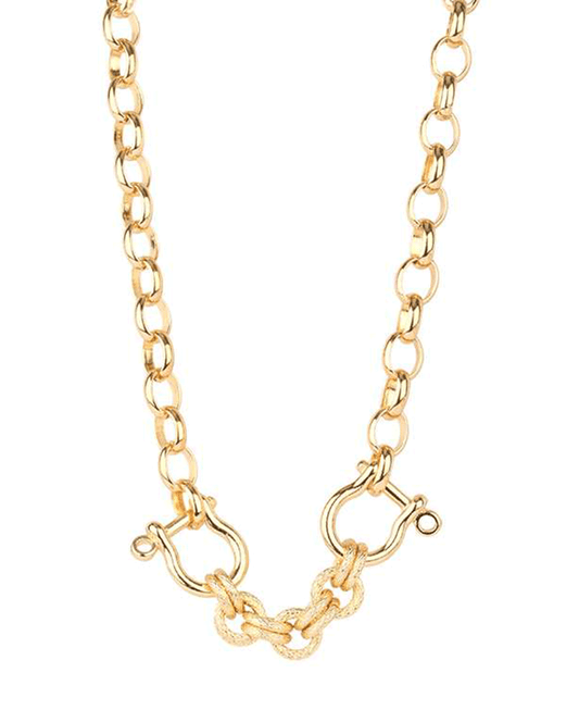 Metal Horse Bit Link Short Necklace - 18"