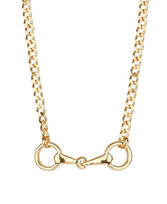 Metal Horse Bit Link Short Necklace - 14"