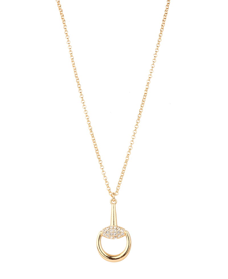 Metal w/ Rhinestone Horsebit Necklace - 18"