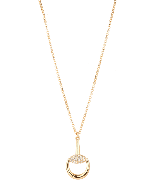 Metal w/ Rhinestone Horsebit Necklace - 18"