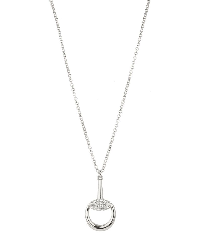 Metal w/ Rhinestone Horsebit Necklace - 18"