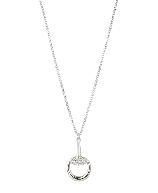 Metal w/ Rhinestone Horsebit Necklace - 18"