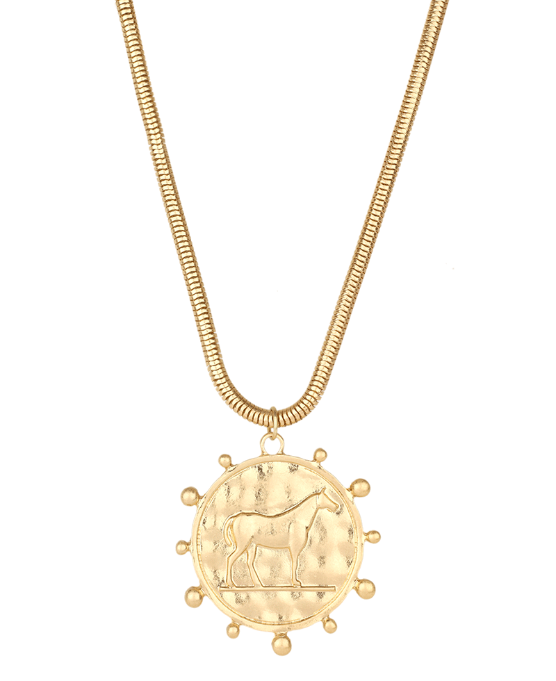 Horse Medallion Chain Necklace - 18"