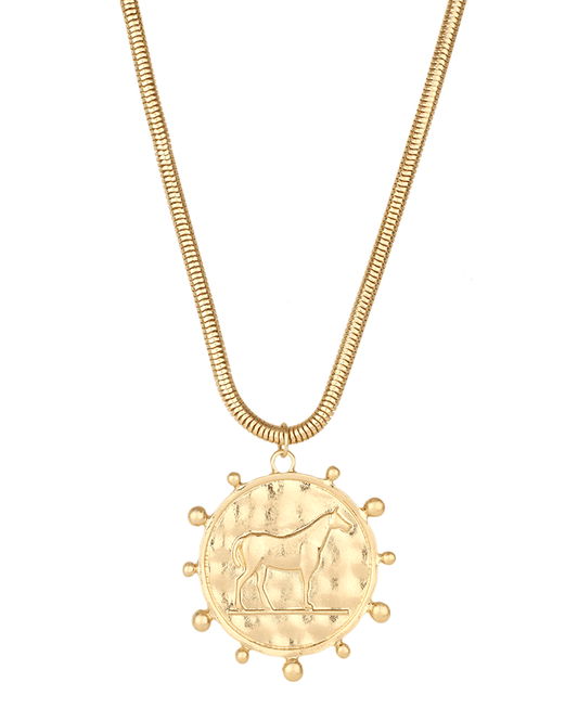 Horse Medallion Chain Necklace - 18"
