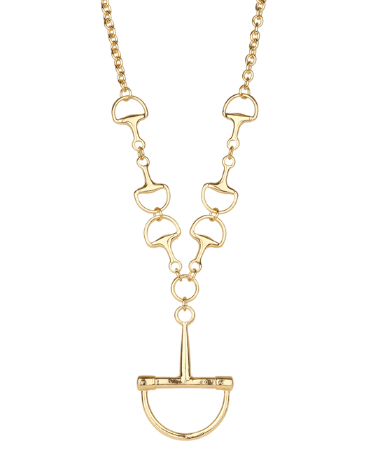 Metal Horsebit Link Necklace - 16"