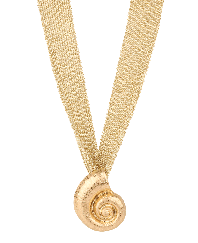 Metal Conch Shell Fabric Necklace - 18"