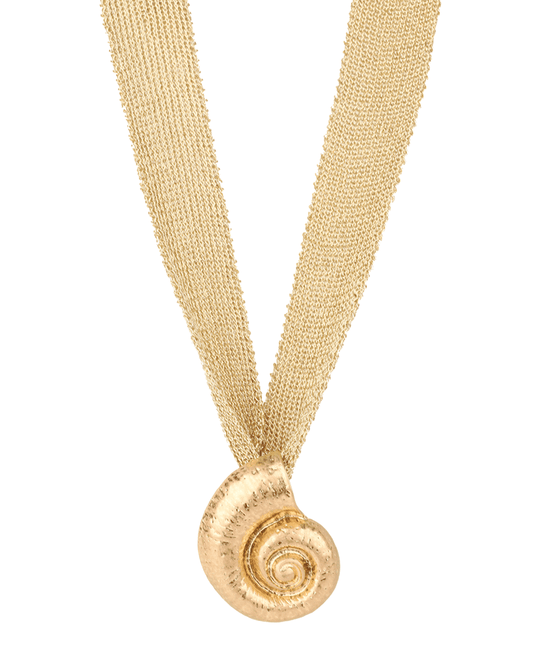 Metal Conch Shell Fabric Necklace - 18"