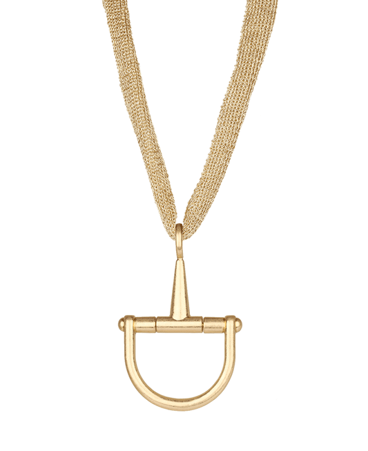 Metal Horsebit Fabric Necklace - 18"