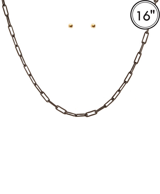 Link Paper Clip Necklace Set