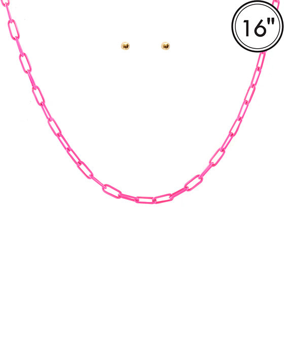 Link Paper Clip Necklace Set