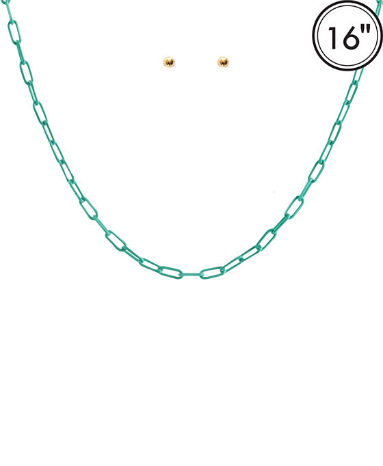 Link Paper Clip Necklace Set