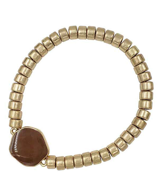 Epoxy Metal Beads Stretch Bracelet