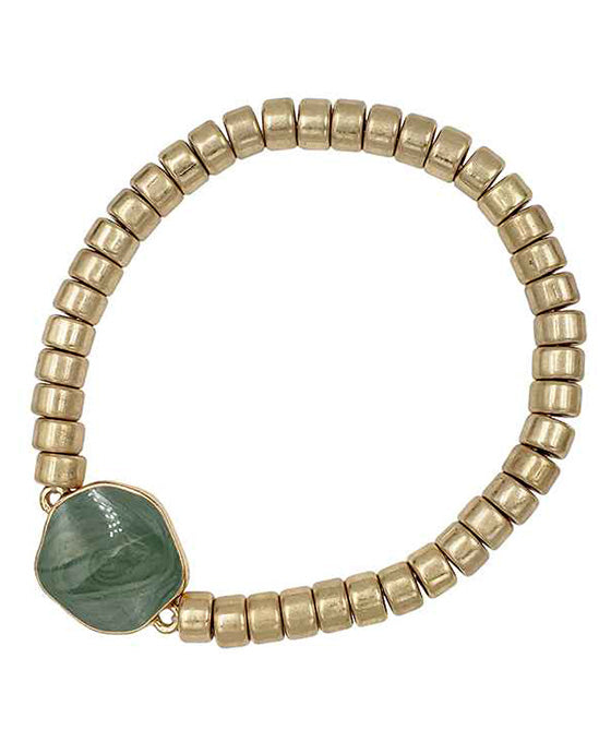 Epoxy Metal Beads Stretch Bracelet