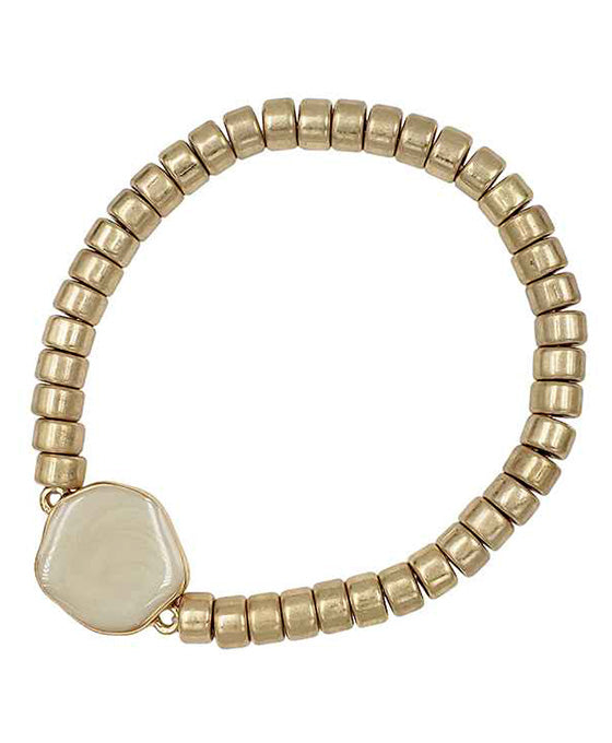 Epoxy Metal Beads Stretch Bracelet