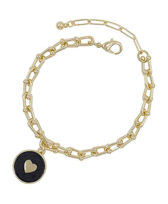 Heart Enamel Chain Bracelet