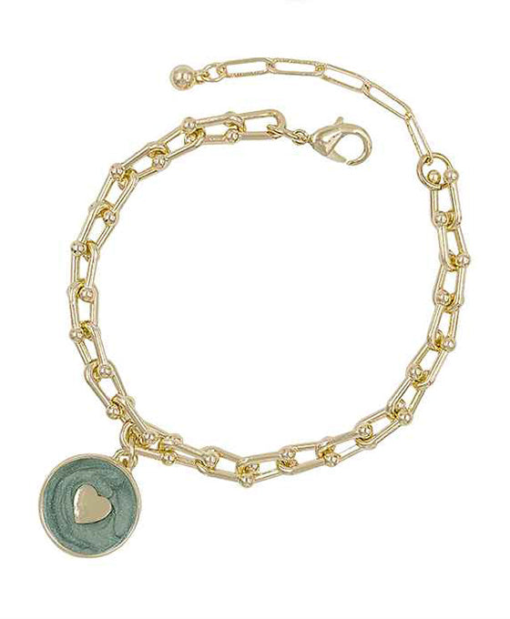 Heart Enamel Chain Bracelet