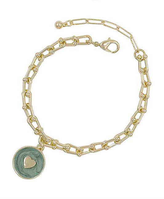Heart Enamel Chain Bracelet