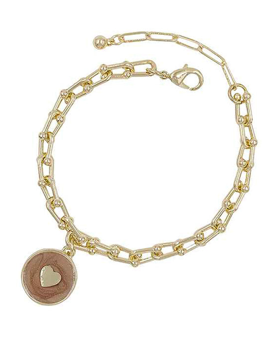 Heart Enamel Chain Bracelet